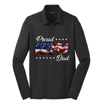 Us Flag Bold Proud Army Dad Cool Gift Silk Touch Performance Long Sleeve Polo