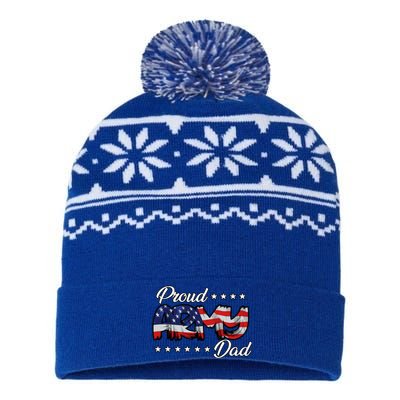 Us Flag Bold Proud Army Dad Cool Gift USA-Made Snowflake Beanie