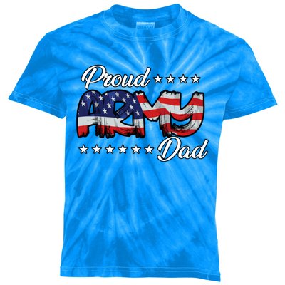 Us Flag Bold Proud Army Dad Cool Gift Kids Tie-Dye T-Shirt