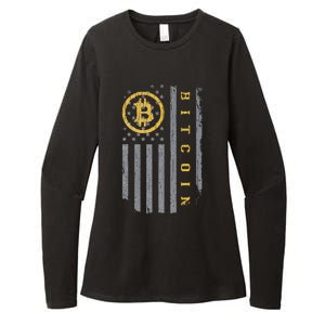 Usa Flag Bitcoin Distressed Digital Currency Btc Crypto Coin Womens CVC Long Sleeve Shirt