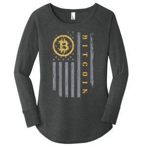 Usa Flag Bitcoin Distressed Digital Currency Btc Crypto Coin Women's Perfect Tri Tunic Long Sleeve Shirt