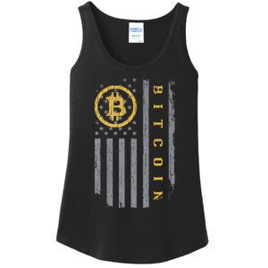 Usa Flag Bitcoin Distressed Digital Currency Btc Crypto Coin Ladies Essential Tank