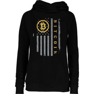 Usa Flag Bitcoin Distressed Digital Currency Btc Crypto Coin Womens Funnel Neck Pullover Hood