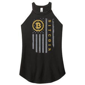 Usa Flag Bitcoin Distressed Digital Currency Btc Crypto Coin Women's Perfect Tri Rocker Tank