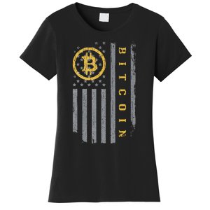 Usa Flag Bitcoin Distressed Digital Currency Btc Crypto Coin Women's T-Shirt