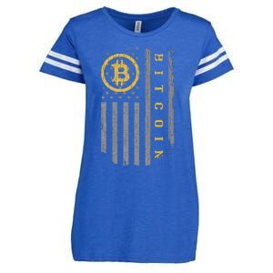 Usa Flag Bitcoin Distressed Digital Currency Btc Crypto Coin Enza Ladies Jersey Football T-Shirt