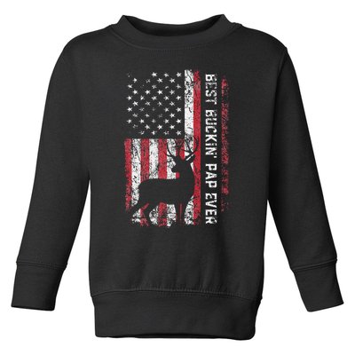 USA Flag Best Buckin Pap Ever Deer Hunting Fathers Day Toddler Sweatshirt