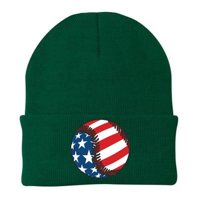 USA Flag Baseball Ball Sport Lover Gifts Idea Unisex Knit Cap Winter Beanie