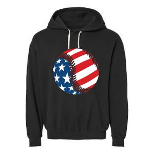 USA Flag Baseball Ball Sport Lover Gifts Idea Unisex Garment-Dyed Fleece Hoodie