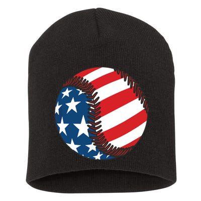 USA Flag Baseball Ball Sport Lover Gifts Idea Unisex Short Acrylic Beanie