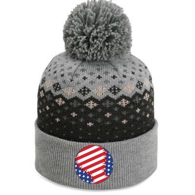 Usa Flag Baseball Funny Baseball Lover Gift The Baniff Cuffed Pom Beanie