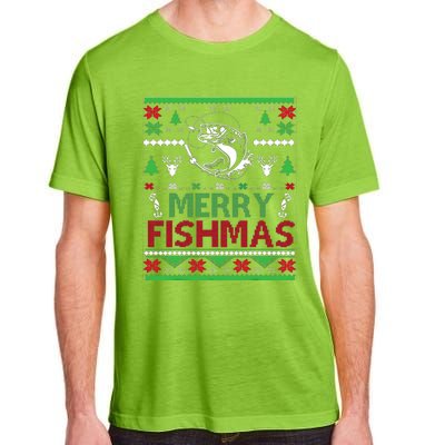 Ugly Fishing Christmas Bass Fish Apparel Merry Fishmas. Adult ChromaSoft Performance T-Shirt