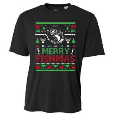 Ugly Fishing Christmas Bass Fish Apparel Merry Fishmas. Cooling Performance Crew T-Shirt