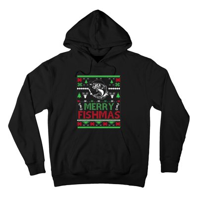 Ugly Fishing Christmas Bass Fish Apparel Merry Fishmas. Hoodie