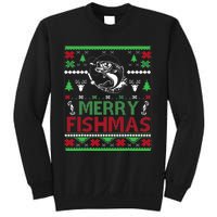 Ugly Fishing Christmas Bass Fish Apparel Merry Fishmas. Sweatshirt