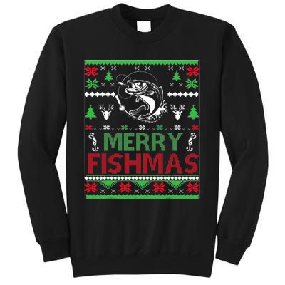 Ugly Fishing Christmas Bass Fish Apparel Merry Fishmas. Sweatshirt