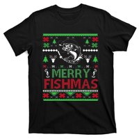 Ugly Fishing Christmas Bass Fish Apparel Merry Fishmas. T-Shirt