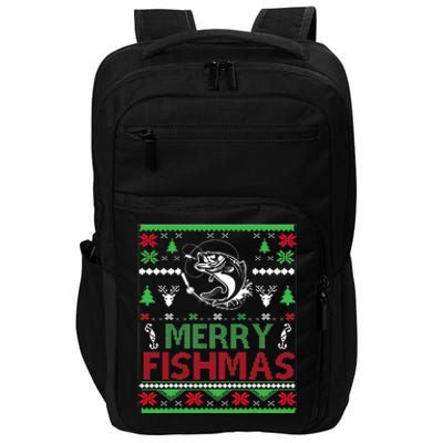 Ugly Fishing Christmas Bass Fish Apparel Merry Fishmas. Impact Tech Backpack