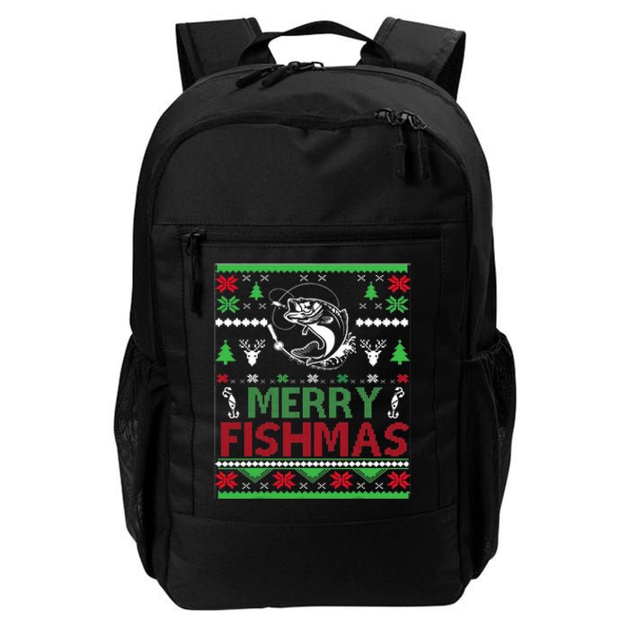 Ugly Fishing Christmas Bass Fish Apparel Merry Fishmas. Daily Commute Backpack