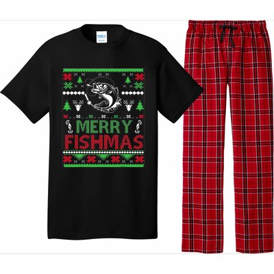 Ugly Fishing Christmas Bass Fish Apparel Merry Fishmas. Pajama Set