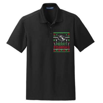 Ugly Fishing Christmas Bass Fish Apparel Merry Fishmas. Dry Zone Grid Polo