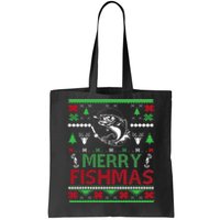 Ugly Fishing Christmas Bass Fish Apparel Merry Fishmas. Tote Bag