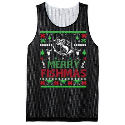 Ugly Fishing Christmas Bass Fish Apparel Merry Fishmas. Mesh Reversible Basketball Jersey Tank