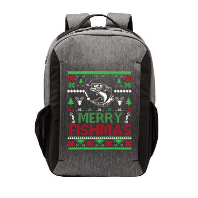 Ugly Fishing Christmas Bass Fish Apparel Merry Fishmas. Vector Backpack