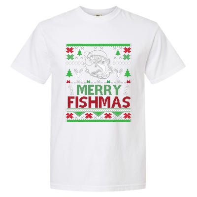 Ugly Fishing Christmas Bass Fish Apparel Merry Fishmas. Garment-Dyed Heavyweight T-Shirt