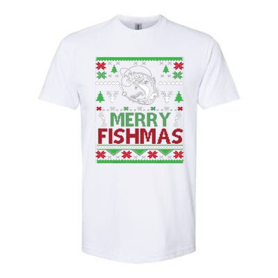 Ugly Fishing Christmas Bass Fish Apparel Merry Fishmas. Softstyle CVC T-Shirt