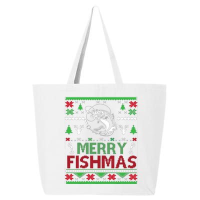 Ugly Fishing Christmas Bass Fish Apparel Merry Fishmas. 25L Jumbo Tote