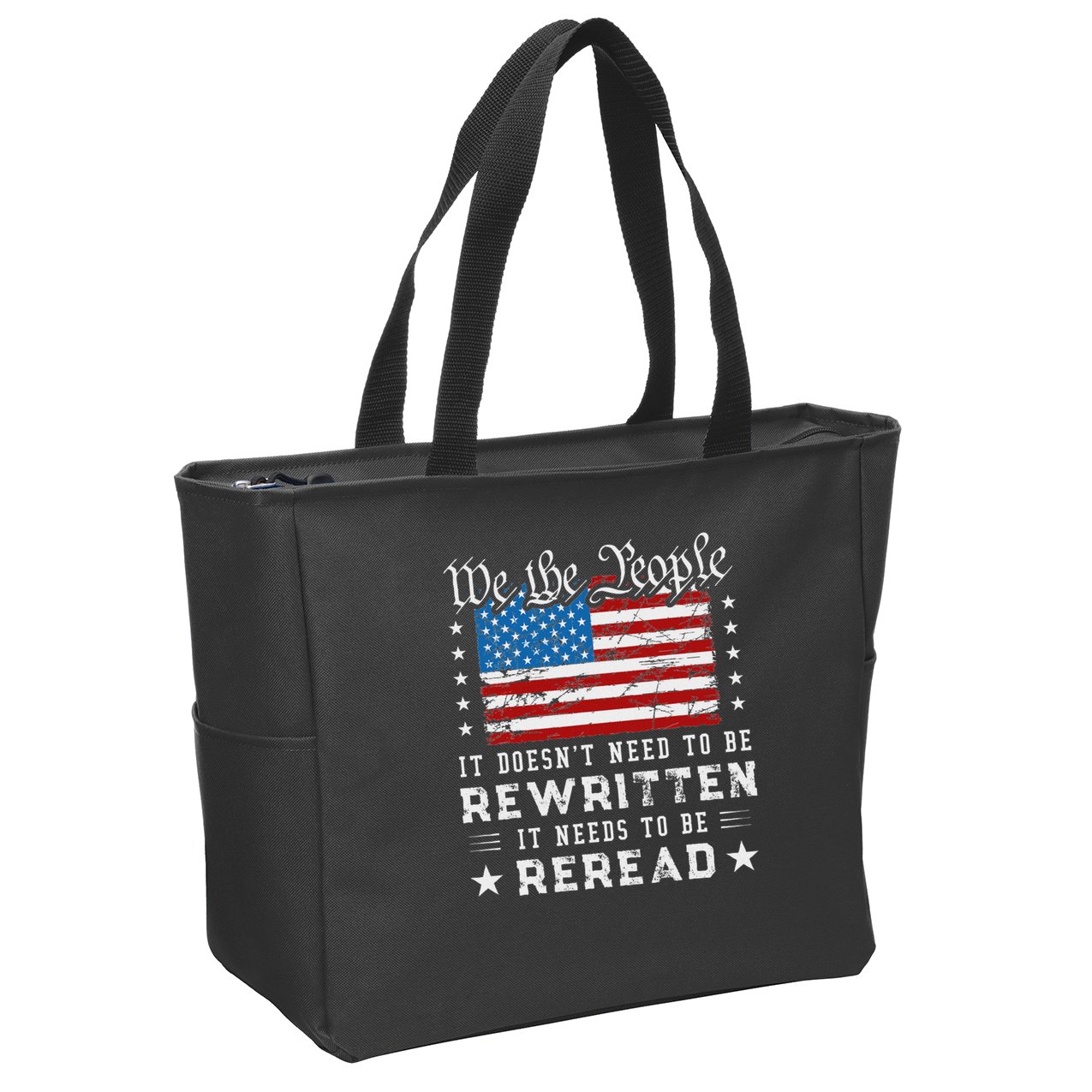 Us Flag Constitution Of The Usa Needs To Be Reread Zip Tote Bag