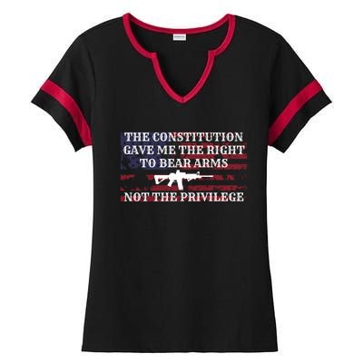 Usa Flag Constitution 2a Tee Right Not The Privilege Gift Ladies Halftime Notch Neck Tee