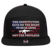 Usa Flag Constitution 2a Tee Right Not The Privilege Gift 7 Panel Mesh Trucker Snapback Hat