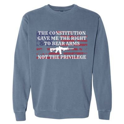 Usa Flag Constitution 2a Tee Right Not The Privilege Gift Garment-Dyed Sweatshirt
