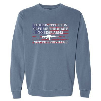 Usa Flag Constitution 2a Tee Right Not The Privilege Gift Garment-Dyed Sweatshirt