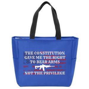 Usa Flag Constitution 2a Tee Right Not The Privilege Gift Zip Tote Bag