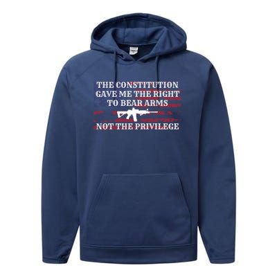 Usa Flag Constitution 2a Tee Right Not The Privilege Gift Performance Fleece Hoodie