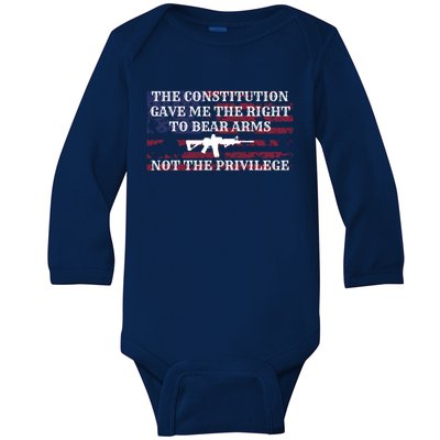 Usa Flag Constitution 2a Tee Right Not The Privilege Gift Baby Long Sleeve Bodysuit