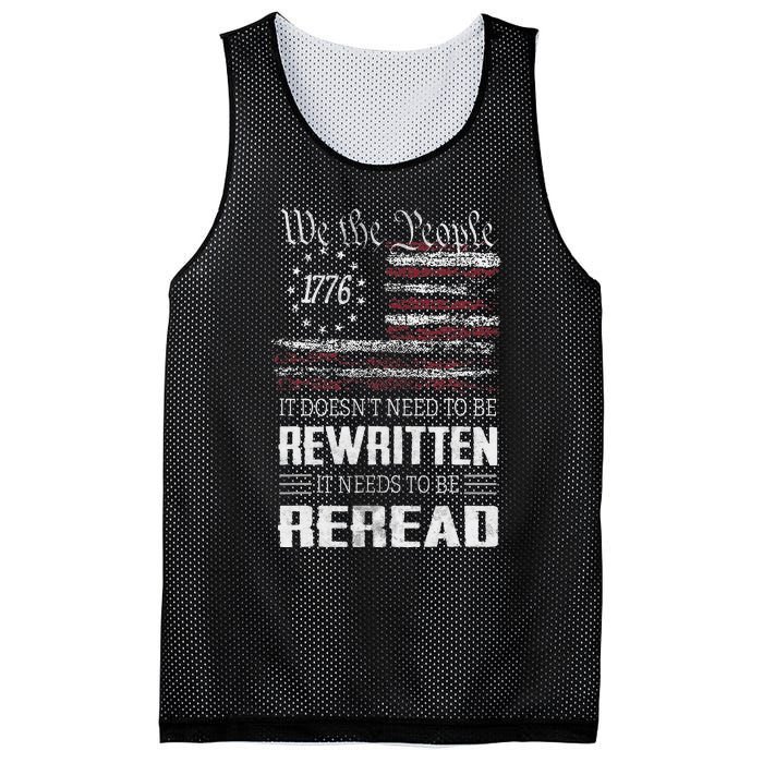 Us Flag Constitution Of The Usa Needs To Be Reread Mesh Reversible Basketball Jersey Tank