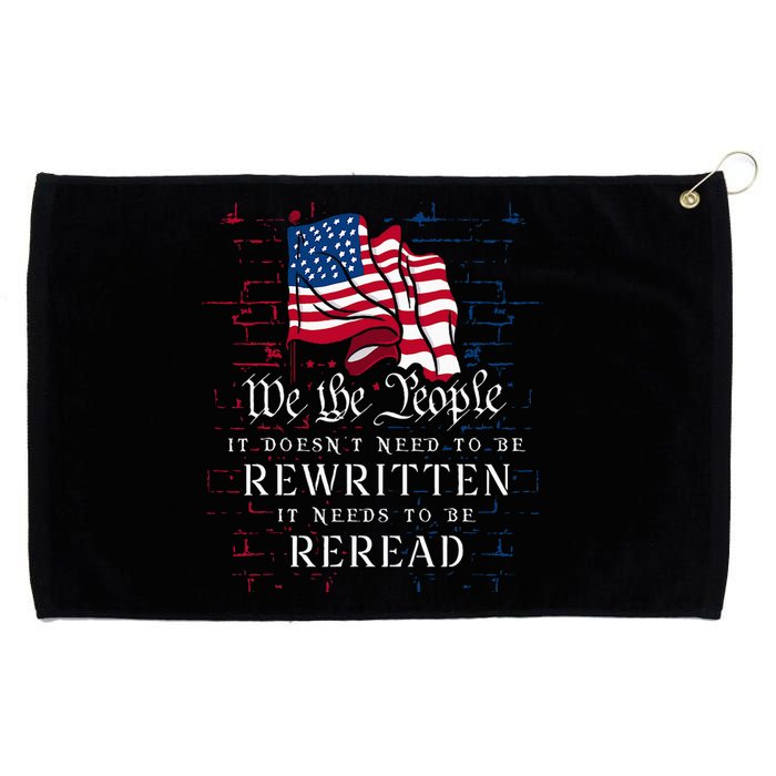 Us Flag Constitution Of The Usa Needs To Be Reread Grommeted Golf Towel