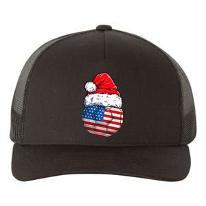 USA Flag Christmas Soccer Ball with Santa Hat Festive American Holiday Gift Yupoong Adult 5-Panel Trucker Hat