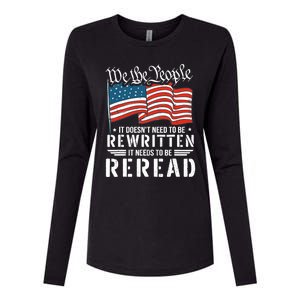 US Flag Constitution of the USA Needs To Be Reread Womens Cotton Relaxed Long Sleeve T-Shirt