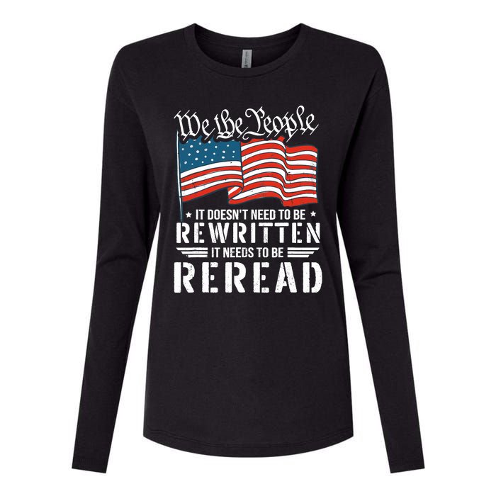 US Flag Constitution of the USA Needs To Be Reread Womens Cotton Relaxed Long Sleeve T-Shirt