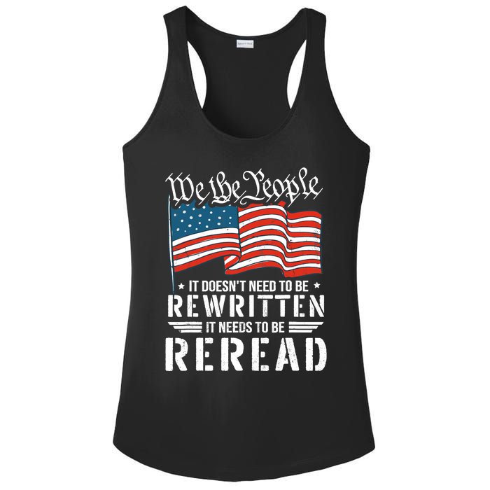 US Flag Constitution of the USA Needs To Be Reread Ladies PosiCharge Competitor Racerback Tank