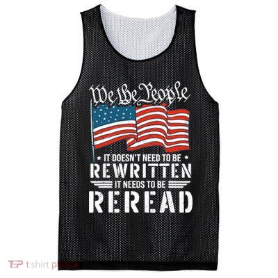 US Flag Constitution of the USA Needs To Be Reread Mesh Reversible Basketball Jersey Tank