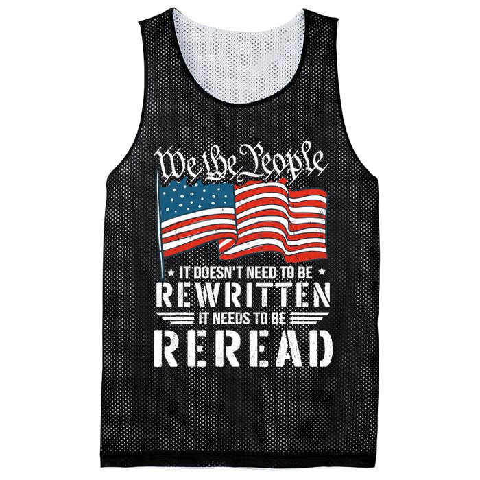 US Flag Constitution of the USA Needs To Be Reread Mesh Reversible Basketball Jersey Tank