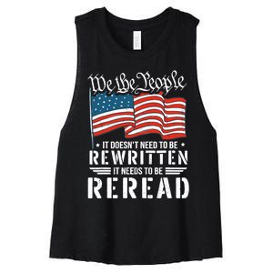 US Flag Constitution of the USA Needs To Be Reread Women's Racerback Cropped Tank