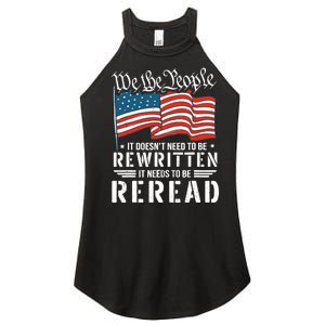 US Flag Constitution of the USA Needs To Be Reread Women's Perfect Tri Rocker Tank