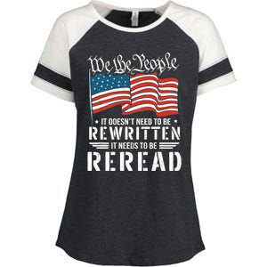 US Flag Constitution of the USA Needs To Be Reread Enza Ladies Jersey Colorblock Tee